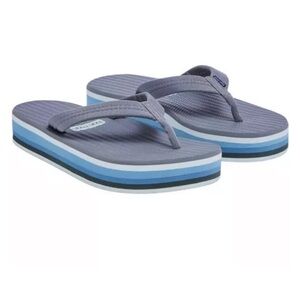 Striped Platform Flip Flop Sandals - Gray/Blue